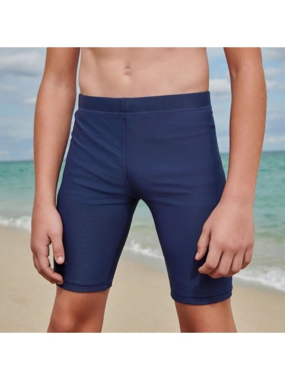 Sporti Boys Youth Size 26 Navy Blue Nylon & Spandex Blend Jammer Swim Shorts
